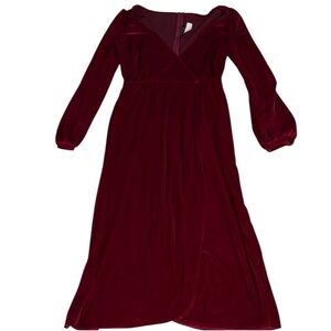 Laura Byrnes California Elegant Burgundy Velvet Long Sleeve Dress Size Large